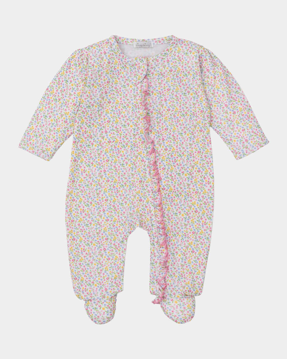 Girl's Garden Trellis Zip Footie, Size Newbor